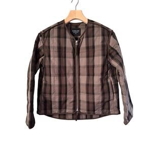 Everlane PRIMALOFT Women Brown Plaid Cotton Lined Full Zip Cozy Puffer Jacket XS